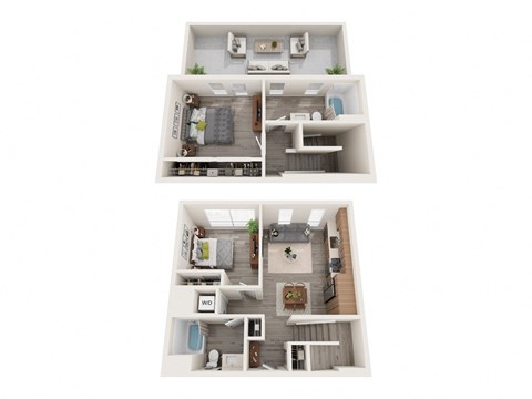 Floor plan for 2 beds, 2 baths, 1066 sqft
